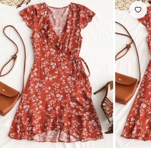 Floral mini wrap dress